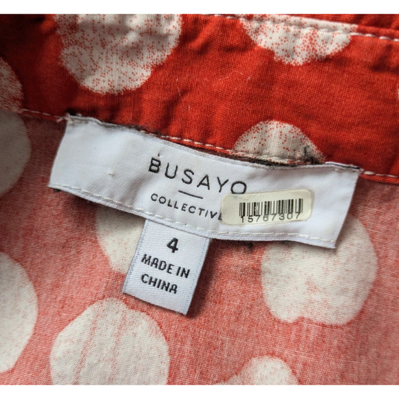 Busayo Collective Colorblock Shirt Dress Size 4 Polka Dot Maxi 100% Cotton - Picture 4 of 7